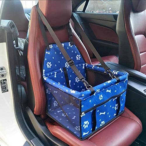 Mascotas Casapet Dog Carrier Car Seat Pad Protector Impermeable Para Perros Safe Travel Travel Carry House Pet Cat Puppy Bolsa De Asiento De Coche Funda De Asiento De Coche, Huella De Hueso Azul, 40X