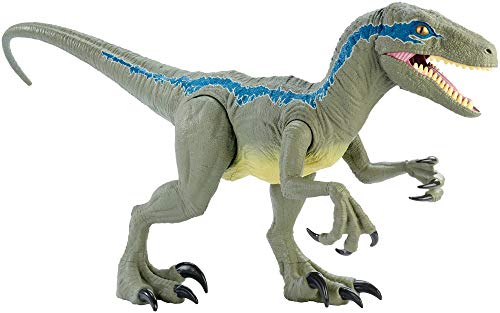 Mattel - Jurassic World Velocirráptor Blue Supercolosal, Dinosaurio de Juguete (Mattel GCT93)