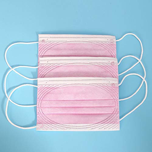 MAWOLY 50/100pc Niño Pañuelo Sencillez Rosa Tejido No Tejido Transpirable Elástico de Tres Capas Limpio al Aire Libre Niña 5-12 Años EC16