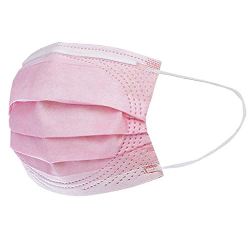 MAWOLY 50/100pc Niño Pañuelo Sencillez Rosa Tejido No Tejido Transpirable Elástico de Tres Capas Limpio al Aire Libre Niña 5-12 Años EC16