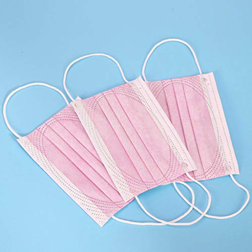 MAWOLY 50/100pc Niño Pañuelo Sencillez Rosa Tejido No Tejido Transpirable Elástico de Tres Capas Limpio al Aire Libre Niña 5-12 Años EC16