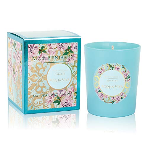 Max Benjamin Amalfi Acqua Viva Vela perfumada, en Caja de Regalo, Aqua, 7,5 x 7,5 x 9,2 cm