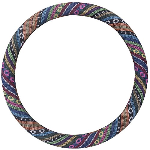 Mayco Bell Paño De Lino Grueso Estilo Étnico Fundas Para Volante Automotriz anti Deslizamiento y Absorción De Sudor Auto Cubierta de Envoltura Del Coche (D)