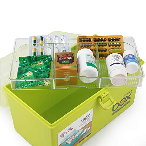 Mayish Verde Caja de Medicamentos Caja Maquillaje Botiquín Caja de Almacenamiento de Plástico Botiquin de Primeros Auxilios Caja de Almacenamiento Pequeña con Cerradura, 1 Paquete