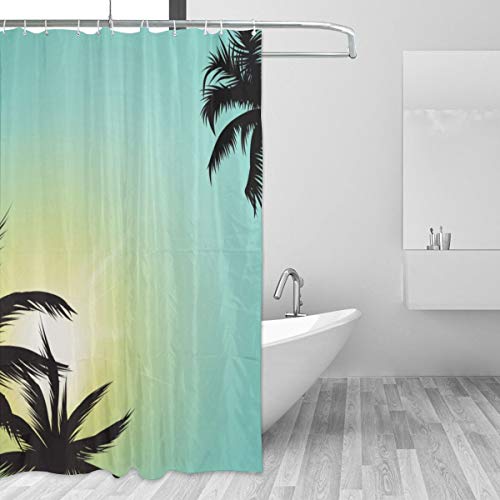 MAYUES Cortina de baño, Moderna Cortina de baño de Sol Hawaiana de Miami Beach con Ganchos 60 x 72 Pulgadas
