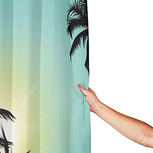 MAYUES Cortina de baño, Moderna Cortina de baño de Sol Hawaiana de Miami Beach con Ganchos 60 x 72 Pulgadas
