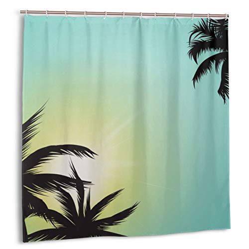 MAYUES Cortina de baño, Moderna Cortina de baño de Sol Hawaiana de Miami Beach con Ganchos 60 x 72 Pulgadas