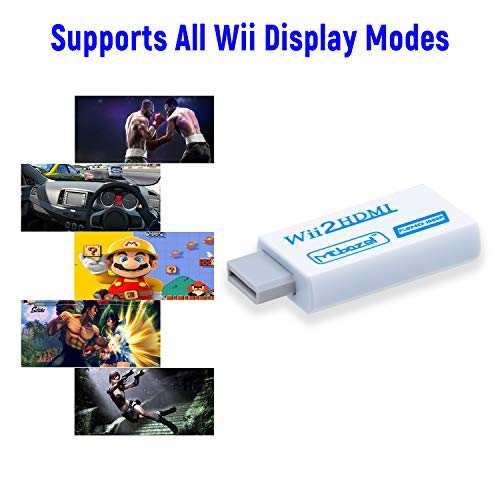 Mcbazel Wii a HDMI Converter, convertidor de Adaptador de Video Full HD 1080P con Audio de 3.5mm