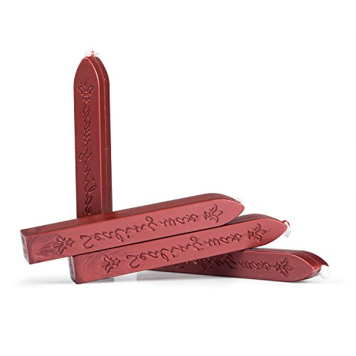 Mceal - Varilla de cera para sellar con mecha, diseño retro de flores de Luce of France (10 unidades), color rojo vino