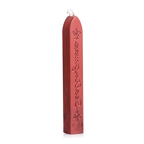 Mceal - Varilla de cera para sellar con mecha, diseño retro de flores de Luce of France (10 unidades), color rojo vino
