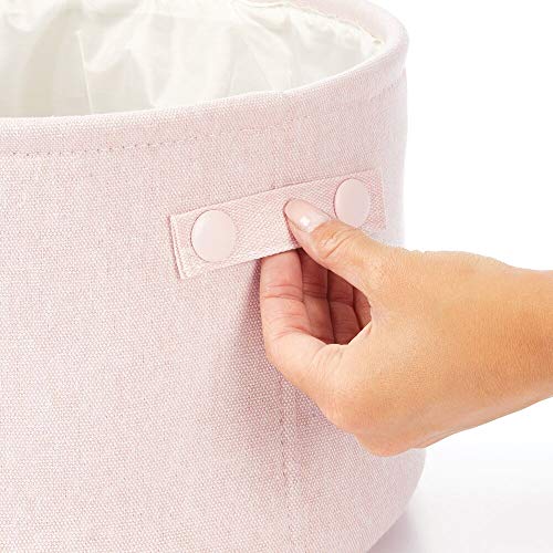 mDesign Cesta de tela con forro y diseño estructurado – Ideal como cesto para baño o como organizador de cosméticos – Práctico organizador de baño de algodón con asas – rosa claro