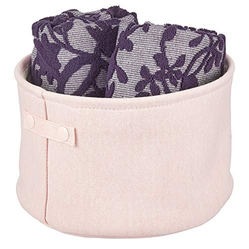mDesign Cesta de tela con forro y diseño estructurado – Ideal como cesto para baño o como organizador de cosméticos – Práctico organizador de baño de algodón con asas – rosa claro