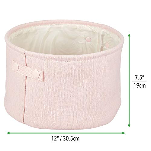 mDesign Cesta de tela con forro y diseño estructurado – Ideal como cesto para baño o como organizador de cosméticos – Práctico organizador de baño de algodón con asas – rosa claro