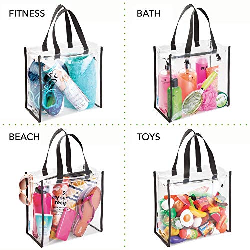 mDesign Juego de 2 bolsas de viaje perfectas para accesorios – Bolsa para playa o para artículos de higiene y cosméticos – Práctico bolso multiusos – transparente y negro
