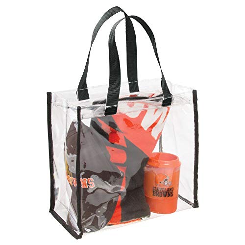 mDesign Juego de 2 bolsas de viaje perfectas para accesorios – Bolsa para playa o para artículos de higiene y cosméticos – Práctico bolso multiusos – transparente y negro