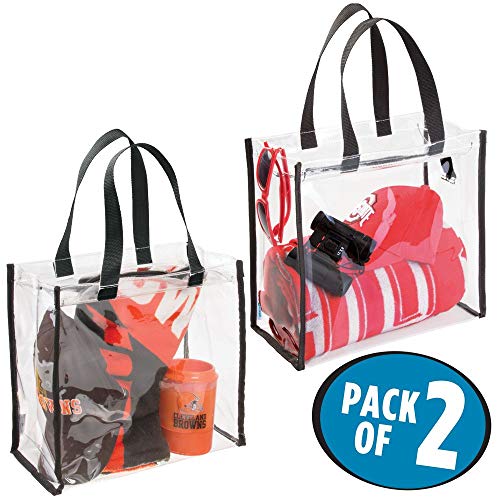 mDesign Juego de 2 bolsas de viaje perfectas para accesorios – Bolsa para playa o para artículos de higiene y cosméticos – Práctico bolso multiusos – transparente y negro