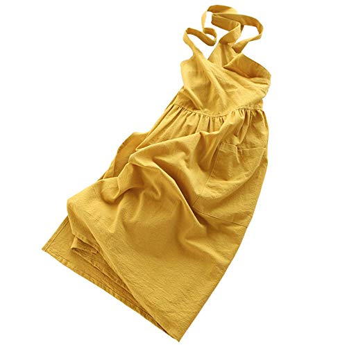 MDWBR Delantal de Cocina de Lino de algodón Lavado Medieval para cocinar Baking Flower Shop Ruffles Delantal de Trabajo Limpio para Mujer Vestido de Dama Uniforme, Estilo B-LV