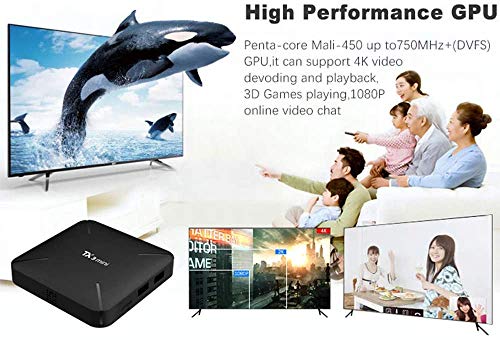 MEETGG Android 7.1 Receptor de TV, de Cuatro núcleos WiFi H.265 4K Android 7.1 TV Box 1 Go / 2 Go de Memoria RAM di 8 Go Go 16 ROM 4K / Netflix Media Player Set-Top-Box