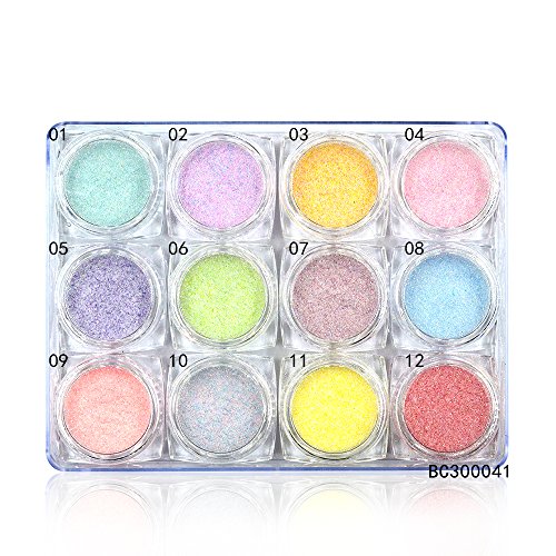 MEILINDS 12 colores Uñas Glitter Polvo de Pigmentos esmalte de uñas polvo Decoración Uñas Art