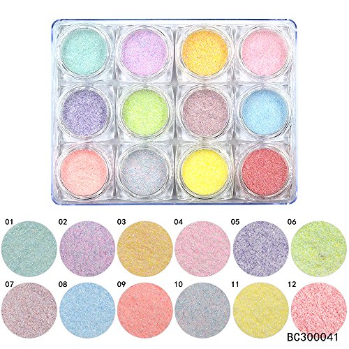 MEILINDS 12 colores Uñas Glitter Polvo de Pigmentos esmalte de uñas polvo Decoración Uñas Art