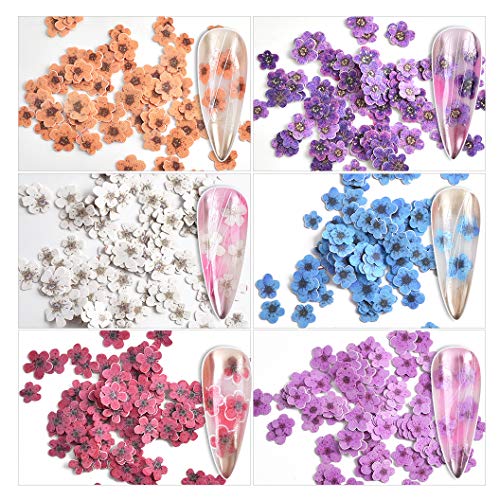 MEILINDS 6 cajas 3D flor lentejuelas acrílico Paillettes holográficas de madera chips consejos decoración Nail Art manicura Kit