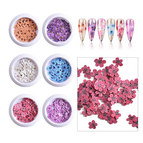 MEILINDS 6 cajas 3D flor lentejuelas acrílico Paillettes holográficas de madera chips consejos decoración Nail Art manicura Kit