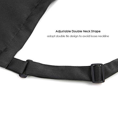 Meiruier Adult Polyester Kitchen Apron Restaurant Barbecue with Adjustable Belt Neck 2 Pockets for Cooking Cooking Gardening for Men Woman Waterproof and Oil Resistant (2pcs Black)