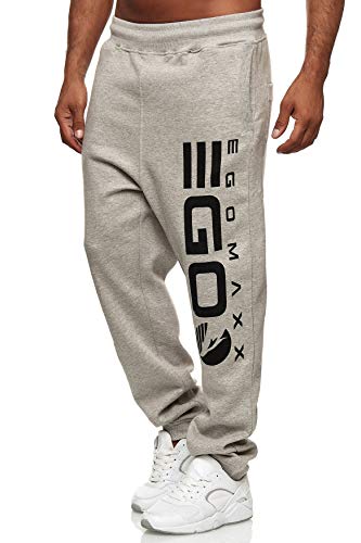 Men Jogging Sports Pants Big Size Baggy Sweatpants Casual Hip Hop Ego Print, Color:Gris Claro, Talla de pantalón:4XL