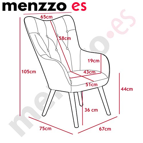 Menzzo España Sillón Estilo escandinavo Klarys 1 Plaza Tela Morado
