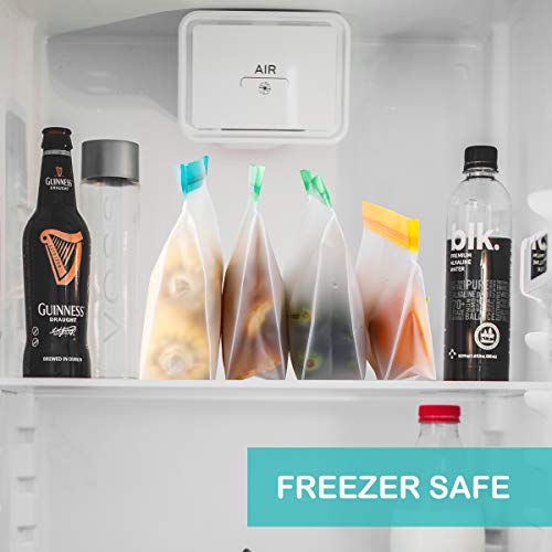 Meowoo Bolsas Silicona Reutilizables Bolsas Congelar Sándwich Frutas Comida Bolsas de Almacenamiento 8PCS Grande Bolsas de Comida Adecuado para Frutas Verduras Carne y Bebidas, Sin BPA