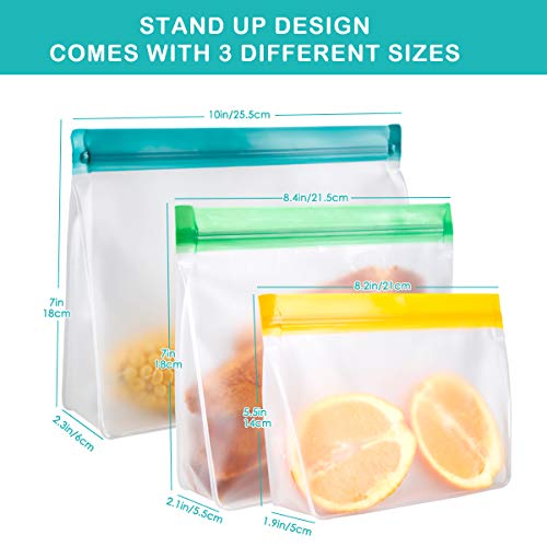 Meowoo Bolsas Silicona Reutilizables Bolsas Congelar Sándwich Frutas Comida Bolsas de Almacenamiento 8PCS Grande Bolsas de Comida Adecuado para Frutas Verduras Carne y Bebidas, Sin BPA