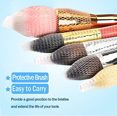 Merysan - Protector de malla para brochas de maquillaje, 200 unidades, reutilizable, extensible (4 colores)