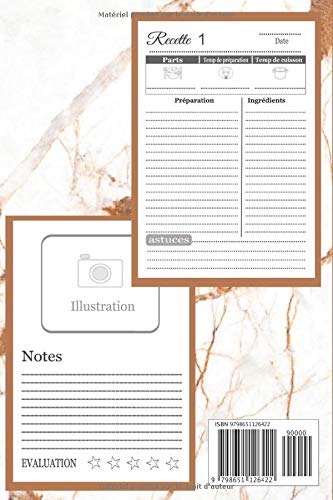 Mes Recettes Comme Un Chef: Carnet à compléter | Cahier pour 50 recettes | 6x9 pouces | Parfait pour tout type de recettes| apéritif, entrée, plat, ... de crusine/cuisine les plus savoureuses