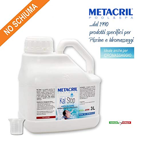 Metacril antical y aclarante – Kal Stop 3 l + dosificador. No Espuma, Ideal para Piscina o hidromasaje (Teuco, Jacuzzi, Dimhora, Intex,Bestway,ECC). Envío inmediato.