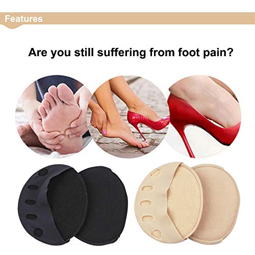 Metatarsal Pads Almohadilla Para El Antepié Metatarso Cojines De Antepié Almohadilla De Tela El Antepié Para El Antepié Almohadilla De Protección Transpirable Para Mujeres 2 Pares Color De Piel Negro