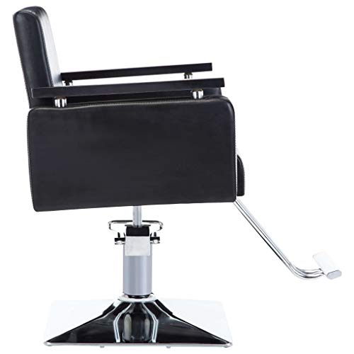 mewmewcat Silla de Peluquería Sillón Peluquería con un Pedal Reposapiés Negra 60,5 x 85 x (78-87) cm