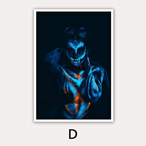 MHHDD Impresión de póster de Maquillaje Fluorescente Abstracto Moda Mujer Lienzo impresión Arte nórdico Pared Sala de Estar y decoración de Dormitorio 50 * 70 cm (sin Montura)