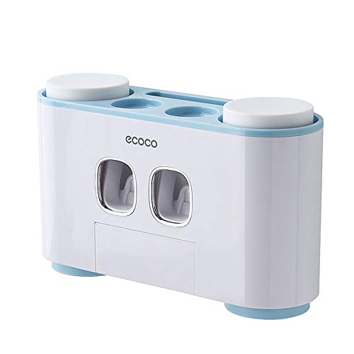 MHTECH Soporte de Pared para Cepillo de Dientes, dispensador de Pasta de Dientes y Organizador de baño con Ranuras multifuncionales, 2 exprimidores de Pasta de Dientes con 5 cepillos con 4 Tazas