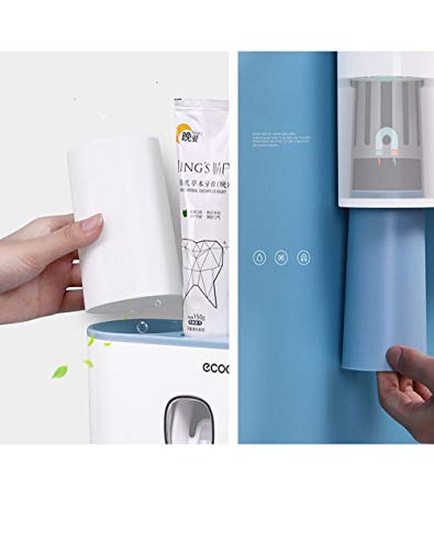 MHTECH Soporte de Pared para Cepillo de Dientes, dispensador de Pasta de Dientes y Organizador de baño con Ranuras multifuncionales, 2 exprimidores de Pasta de Dientes con 5 cepillos con 4 Tazas