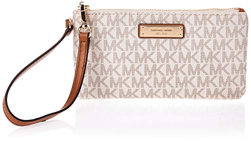 Michael Kors - Jet Set Md Wristlet, Carteras de mano con asa Mujer, Beige (Vanilla), 2x13x21 cm (W x H L)