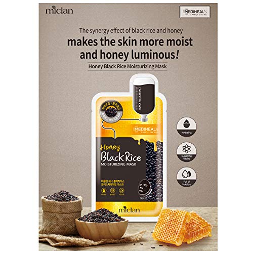 [Miclan] Honey Black Rice Moisturizing Mask 10pcs - (de Mediheal) Mascarilla revitalizante y hidrante con arroz negro y miel