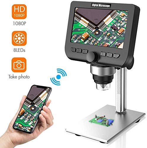 Microscopio digital de LCD, YINAMA 4.3 "1080p, 2 MP, zoom 1000x, cámara inalámbrica con microscopio estéreo USB,compatible con iPhone, Android, iPad, PC, MAC, Windows