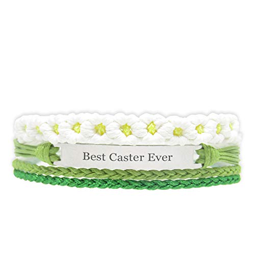 Miiras Trabajo Pulsera Hecha a Mano para Mujer - Best Caster Ever - Wit Groen FL-GR - Hecho de Cuerda Trenzada y Acero Inoxidable - Gift for Caster
