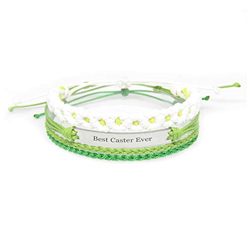 Miiras Trabajo Pulsera Hecha a Mano para Mujer - Best Caster Ever - Wit Groen FL-GR - Hecho de Cuerda Trenzada y Acero Inoxidable - Gift for Caster