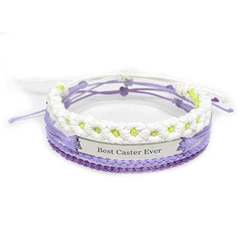 Miiras Trabajo Pulsera Hecha a Mano para Mujer - Best Caster Ever - Wit Purper FL-PP - Hecho de Cuerda Trenzada y Acero Inoxidable - Gift for Caster