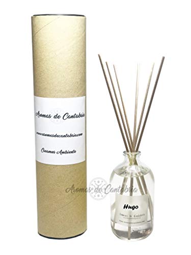 Mikado Hugo 100ml,Aromas de Cantabria® fabricado en España, 100% natural,artesanal, hecho a mano, original, 16 semanas de duracion, 20 m2, ambientador casa,oficina,baño