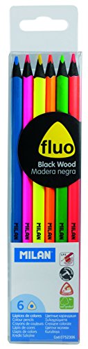 Milan 752306 - Lápices, 6 unidades, color fluorescente, multicolor