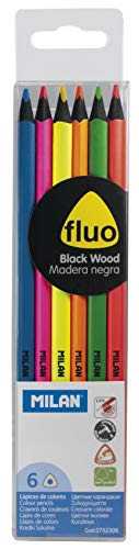 Milan 752306 - Lápices, 6 unidades, color fluorescente, multicolor