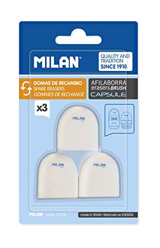 Milan BNM10258 - Pack de 3 gomas de recambio para afilaborra Capsule