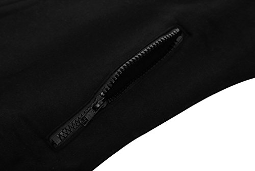 Minetom Mujer Invierno Cremallera Jackets Chaquetas Deportiva Cuero Moto Cazadoras Biker Abrigos con Capucha Negro ES 34